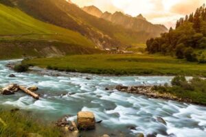 hill station with flowing river